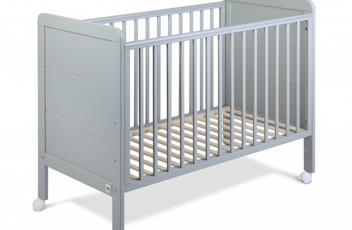 light grey cot bed