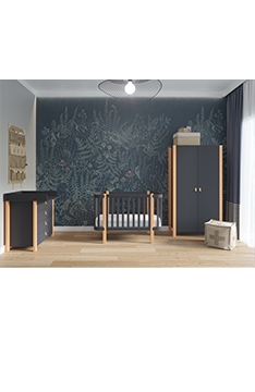 ANTHRACITE YappyÉtude baby cot  dresser and wardrobe